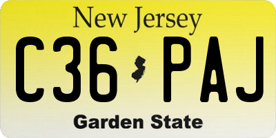 NJ license plate C36PAJ