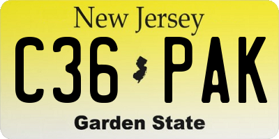 NJ license plate C36PAK