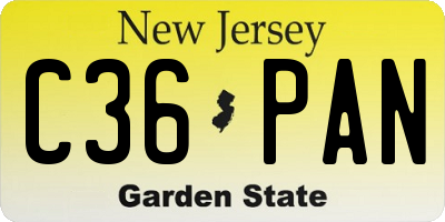 NJ license plate C36PAN