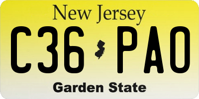 NJ license plate C36PAO