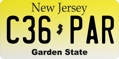 NJ license plate C36PAR