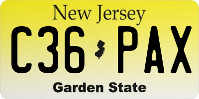 NJ license plate C36PAX