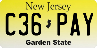 NJ license plate C36PAY