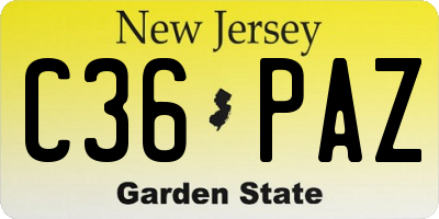NJ license plate C36PAZ