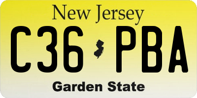 NJ license plate C36PBA