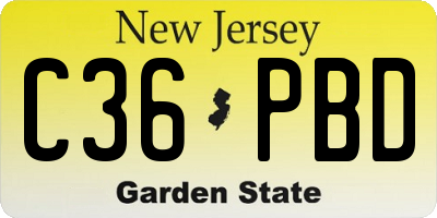 NJ license plate C36PBD