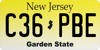 NJ license plate C36PBE
