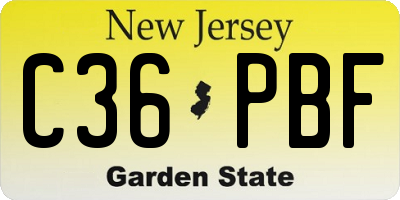 NJ license plate C36PBF
