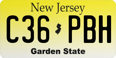 NJ license plate C36PBH