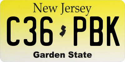 NJ license plate C36PBK