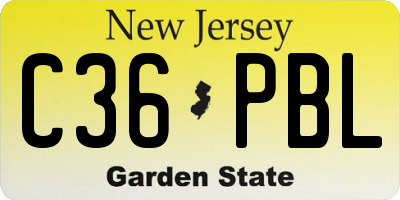 NJ license plate C36PBL