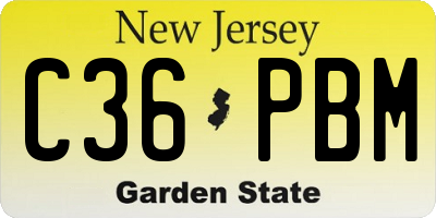 NJ license plate C36PBM