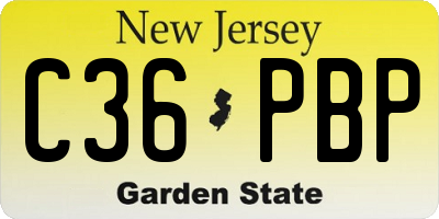 NJ license plate C36PBP