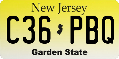 NJ license plate C36PBQ