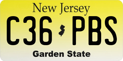 NJ license plate C36PBS