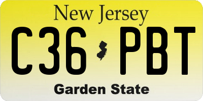 NJ license plate C36PBT