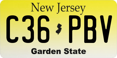 NJ license plate C36PBV