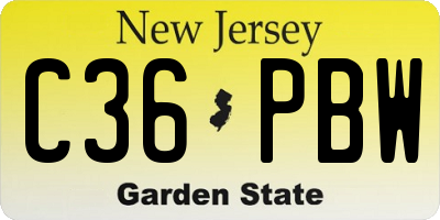 NJ license plate C36PBW
