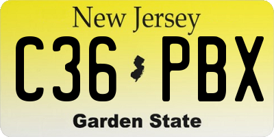 NJ license plate C36PBX