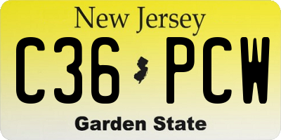 NJ license plate C36PCW