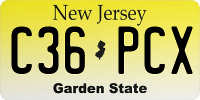 NJ license plate C36PCX