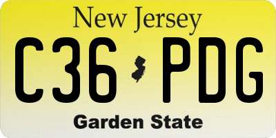NJ license plate C36PDG