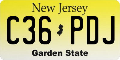 NJ license plate C36PDJ