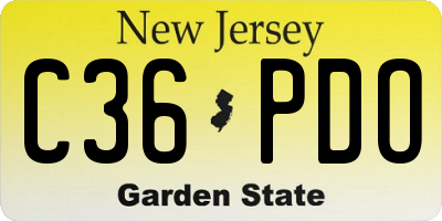 NJ license plate C36PDO