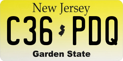 NJ license plate C36PDQ