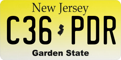 NJ license plate C36PDR