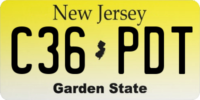 NJ license plate C36PDT