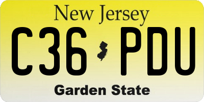 NJ license plate C36PDU