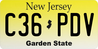 NJ license plate C36PDV