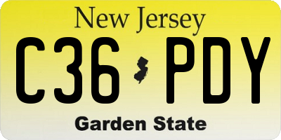 NJ license plate C36PDY