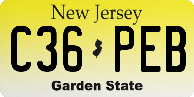 NJ license plate C36PEB