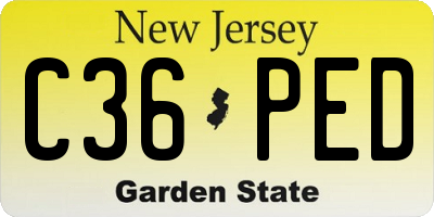 NJ license plate C36PED