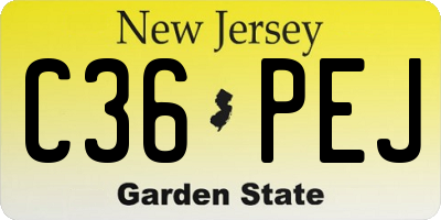 NJ license plate C36PEJ
