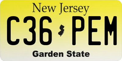 NJ license plate C36PEM