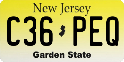 NJ license plate C36PEQ
