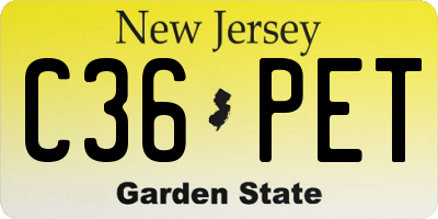 NJ license plate C36PET