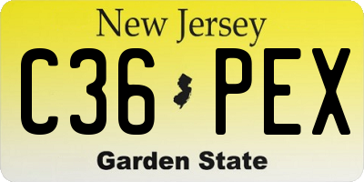 NJ license plate C36PEX