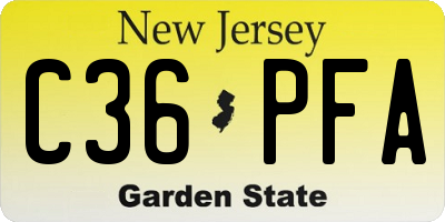 NJ license plate C36PFA