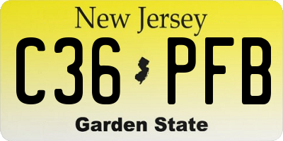 NJ license plate C36PFB