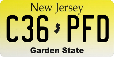 NJ license plate C36PFD