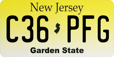 NJ license plate C36PFG