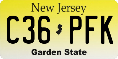NJ license plate C36PFK