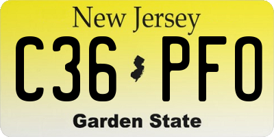 NJ license plate C36PFO