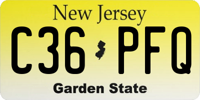 NJ license plate C36PFQ
