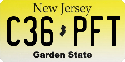 NJ license plate C36PFT
