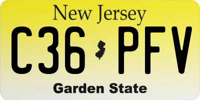 NJ license plate C36PFV
